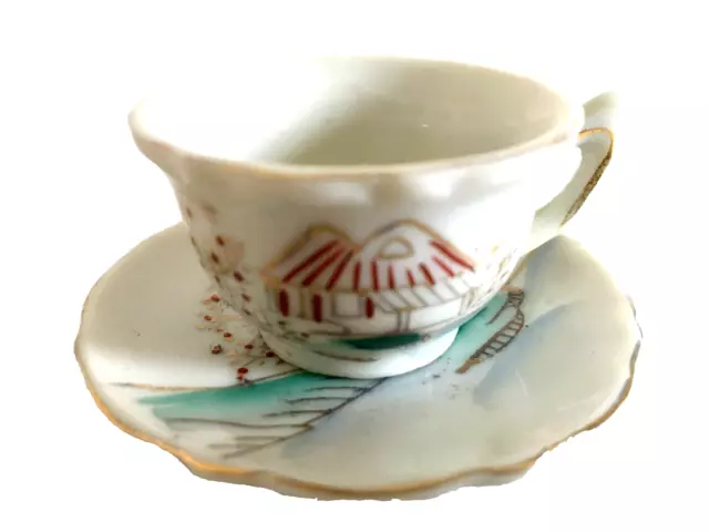Vintage Asian Design IRENE SERIES Porcelain Miniature Cup and Saucer
