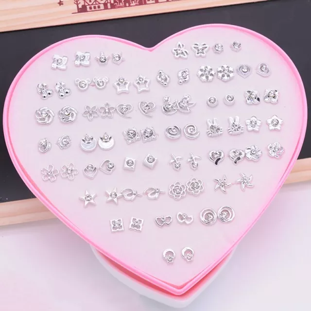 36Pairs Mode Boucles D'Oreilles Puces Femmes Filles Cristal Strass Clous Bijoux