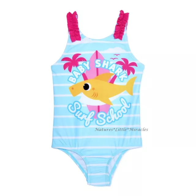 BABY SHARK SWIMSUIT Toddler Girl One Piece Swim Size 2T 3T 4T 5T 2 3 4 ...