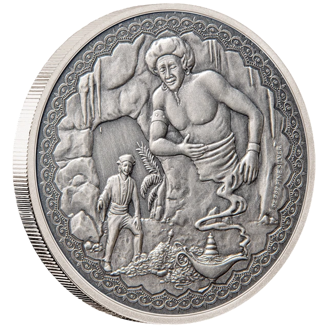 Silbermünze Aladdin (3.) Legendäre Erzählungen 2019 - Niue - 1 Oz Antik Finish