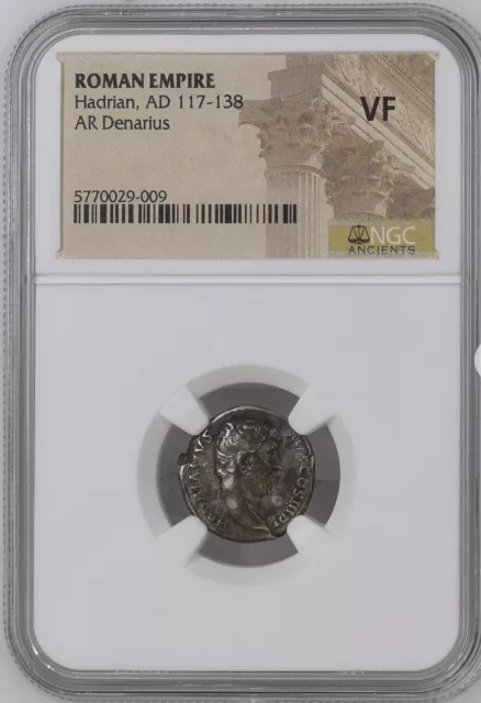 Monete Romane. CERTIFICATA NGC Grado VF Denario Argento ADRIANO Denarius