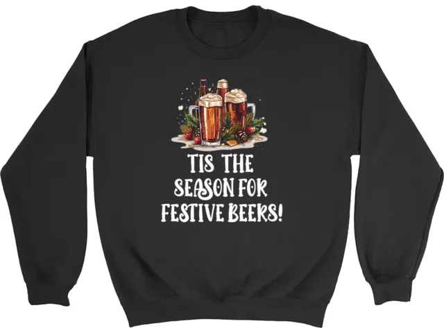 Felpa divertente Natale uomo donna è la stagione per birre di Natale maglione