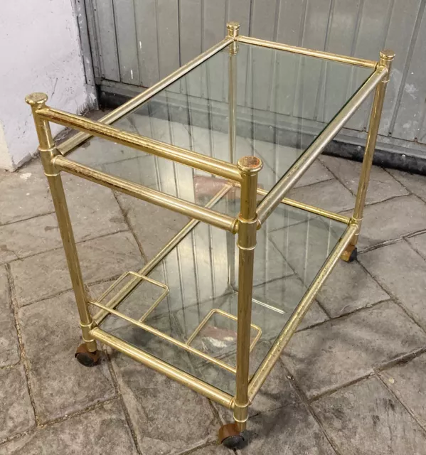 Vintage carrello bar Bontempi porta liquori portavivande 2 piani di cristallo