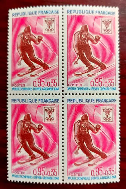 France bloc de 4 timbres  neuf** YV N°  1547 JO de Grenoble slalom