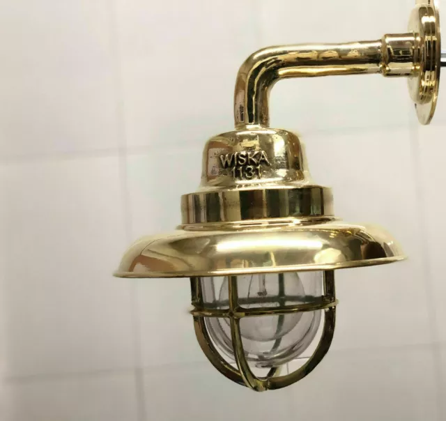 Authentic Nautical Antique Old Ship Brass Original Wiska Bulkhead Wall Light