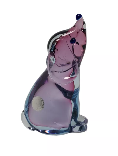 Vintage Murano Art Glass Puppy Dog Sommerso Purple & Blue Figurine Italy 5"