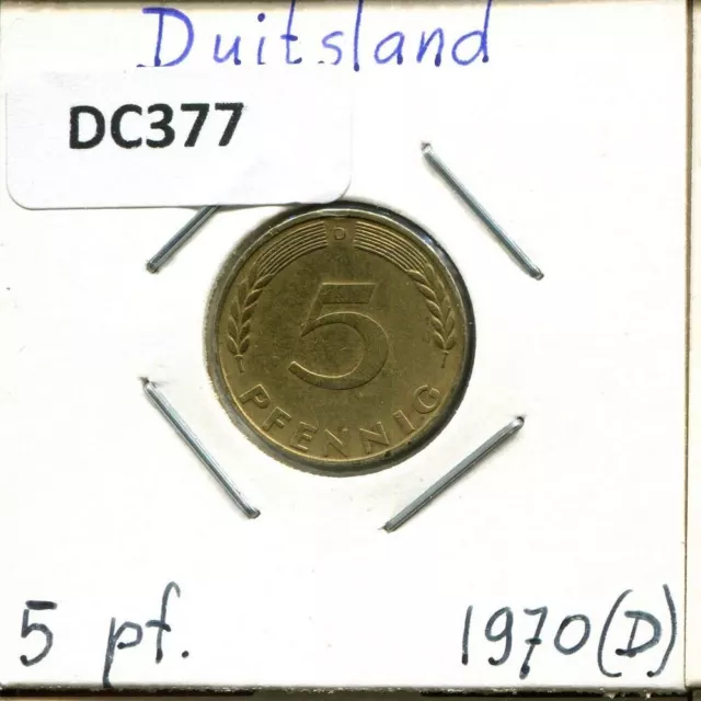 5 PFENNIG 1970 D WEST & UNIFIED DEUTSCHLAND GERMANY Münze #DC377.D