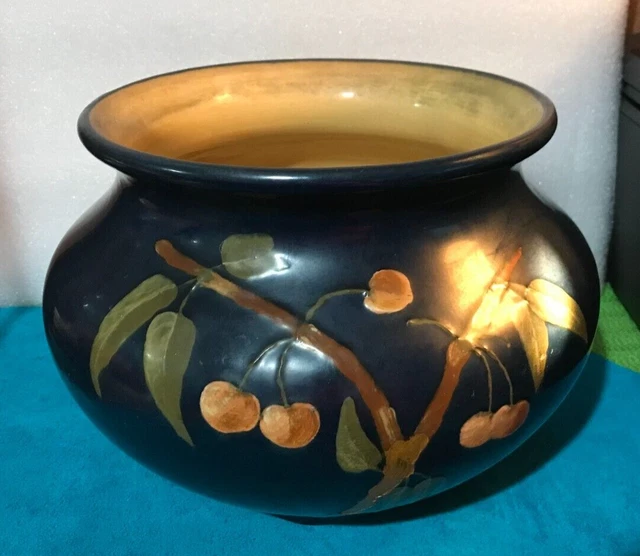 WELLER DICKENS WARE Art Pottery Hand Painted Jardiniere 903 CHERRIES as