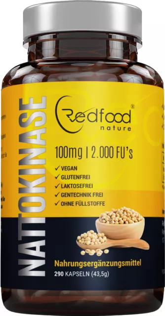 Nattokinase ⭐ AZIONE ⭐ 290 capsule vegane lattina XXL 100 mg 2000 FU - Made in DE 2