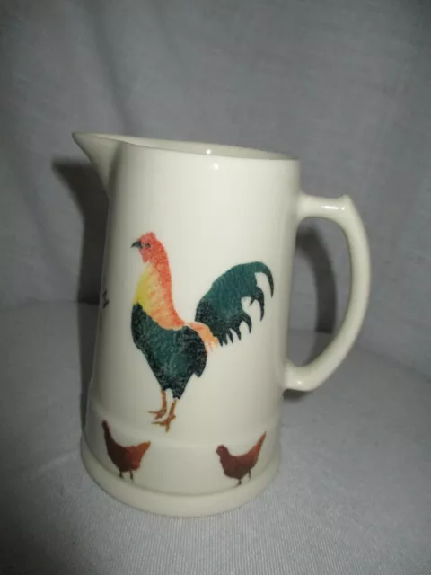 ASTON POTTERY JANE & STEPHEN BAUGHAN Hand made & painted Jug  Chickens Cockerel