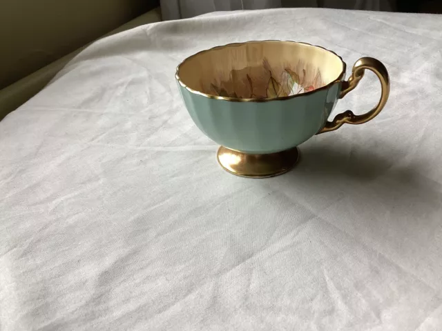 AYNSLEY ORCHARD FRUIT TEA CUP Patt No 439 - TURQUOISE - SIGNED JONES