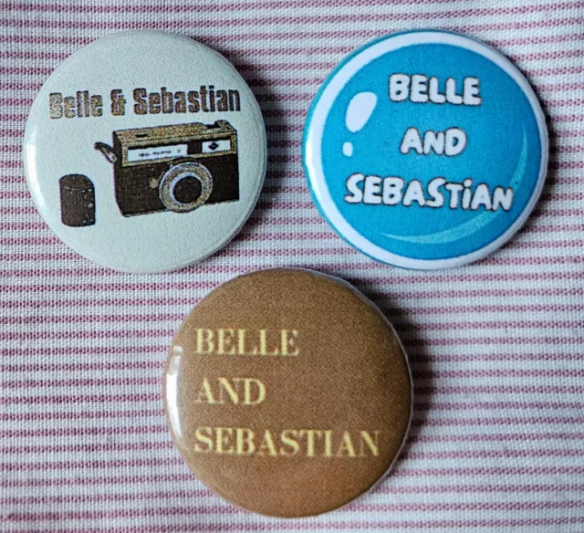 Belle And Sebastian (indie rock) three 25mm button badges. Free UK postage!