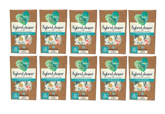 NEW Pampers Pure Hybrid Reusable Cloth Diaper Cover, One Sz - PACK OF 10, Floral
