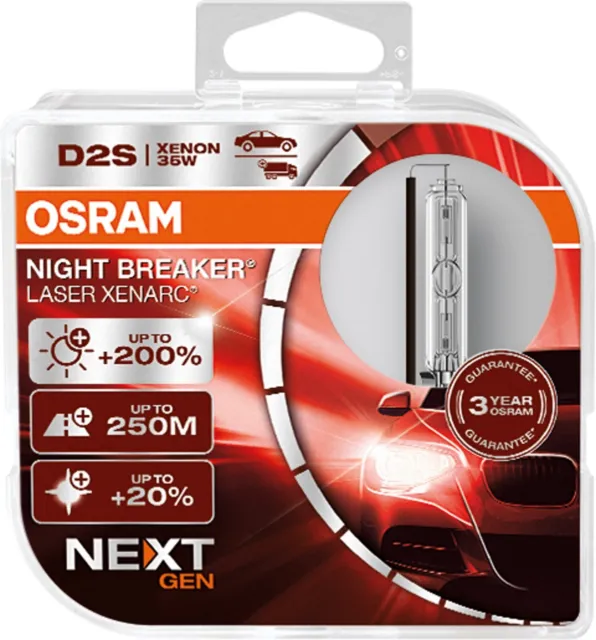 2x OSRAM D2S NIGHT BREAKER LASER XENARC NEXT GEN UP TO +200% 2024 EDITION