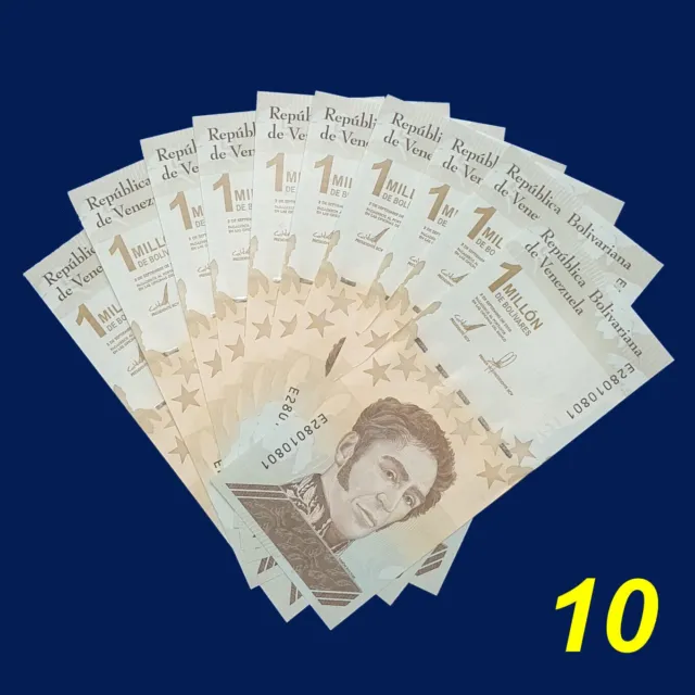 Venezuela Note One Million Bolivares 10 Stück Lot Banknote UNC 2020 Neu