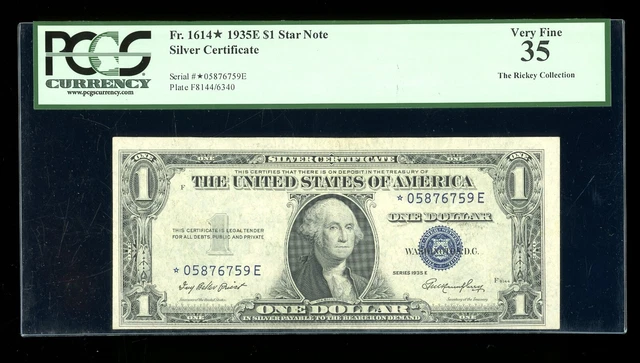 DBR 1935-E Silver STAR Fr. 1614* PCGS 35 Serial *05876759E