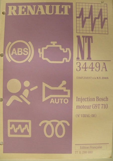 Manuel Atelier Renault Nt 3475A – Diagnostic Injection Essence Siemens (2001) – Occasion