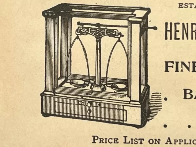 Antique Balance Scale Vintage Print Ad Henry Troemner Weights Philadelphia 1894