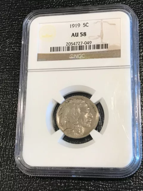 Ngc Au 58 1919 P Buffalo Nickel Coin-Old Us Coin-Dec200
