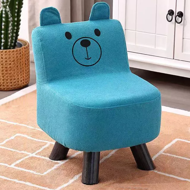 Sedia per Bambini Poltrona Design Orsetto Poggiapiedi Sgabello Morbido Blu