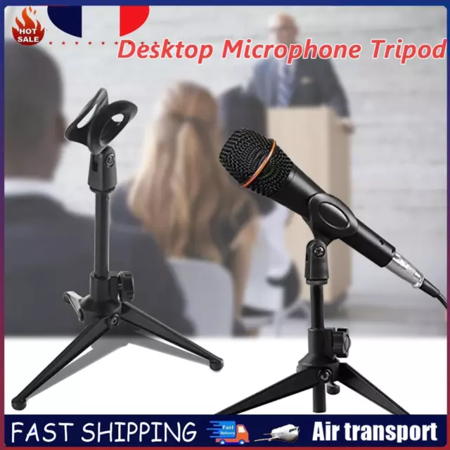 Foldable Desktop Microphone Tripod Height Adjustable Karaoke Stand with Mic Clip