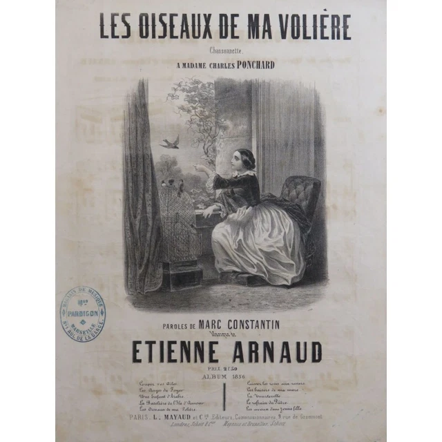 ARNAUD Etienne Les Oiseaux de ma Volière Chant Piano 1856