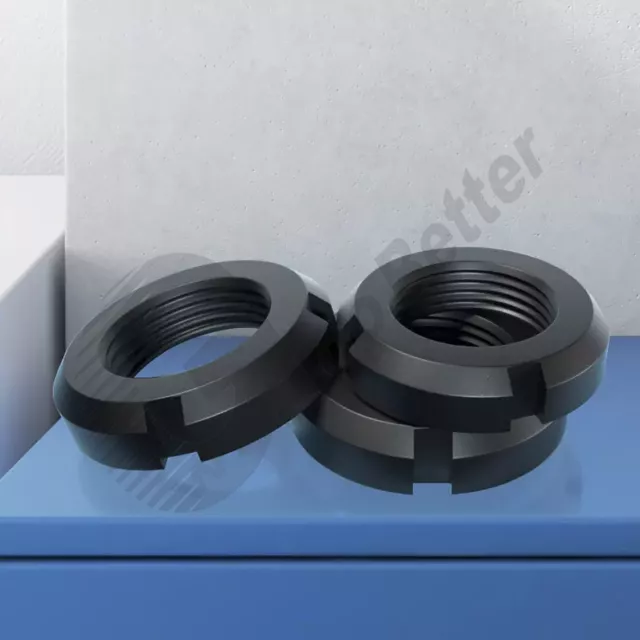 M10 ~ M60 Black Zinc Plated Slotted Nuts Round Locknuts Bearing Retaining Nuts