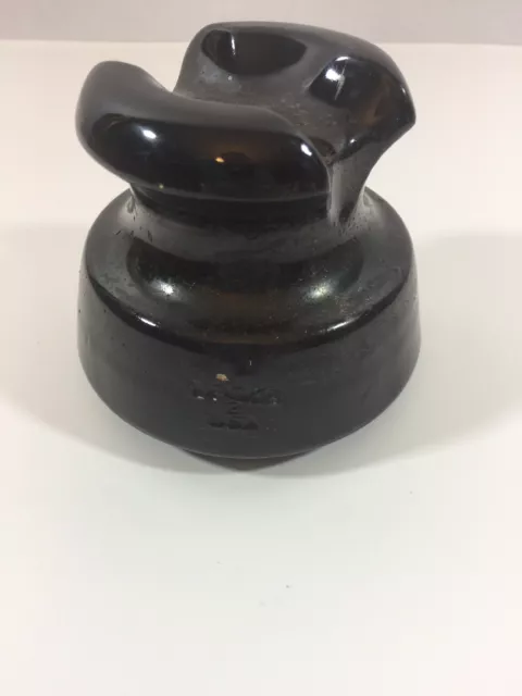 Vintage Locke USA Brown Porcelain Ceramic Power Line Insulator Railroad