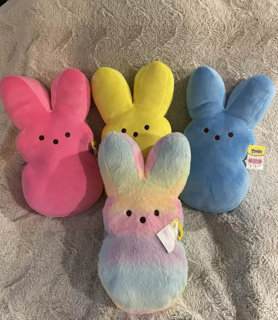 Peeps Just Born Easter Bunny Multicolor Large 17” Plush x 4 New