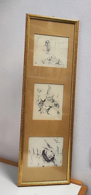 Quadretto con tre litografie dell’artista Antonio Possenti (due firmate)