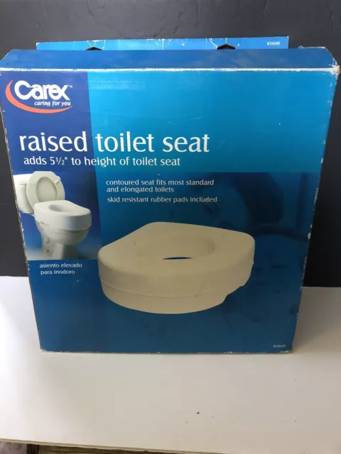 Carex Raised Toilet Seat Fits Standard and Elongated Toilet in Original Box