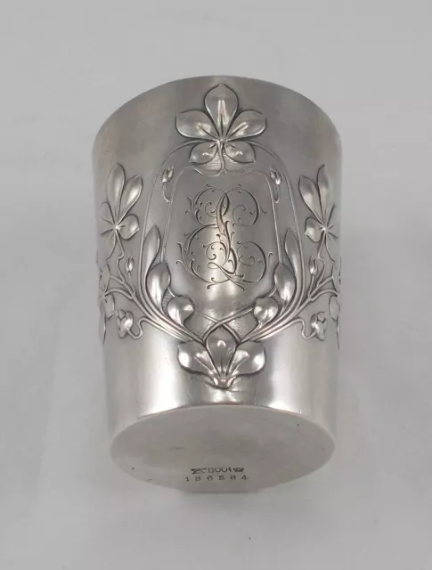 Raro Solido Coppa Florales Stile Liberty Di 800er Argento Wilkens Um 1900