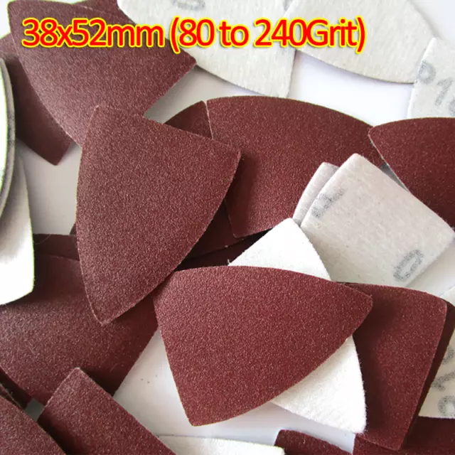 38x52mm Delta Sanding Sheets Triangular Detail Sandpaper Pads 60 to 320 Grit