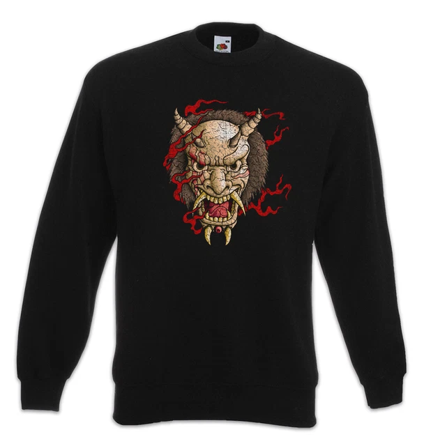 Oni Mask I Sweatshirt Pullover Samurai Warrior Japan Japanese Tengu Theatre