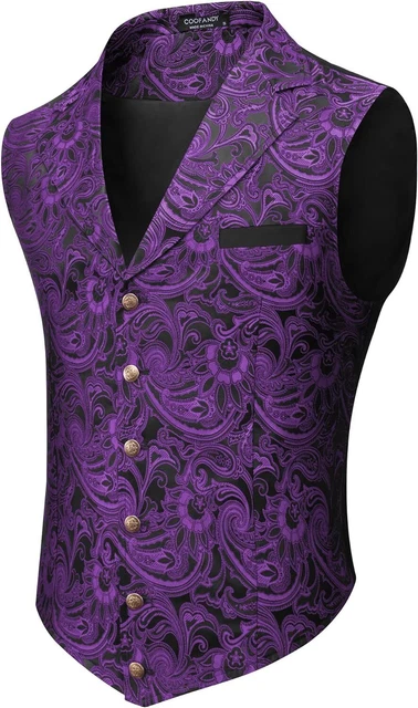 COOFANDY Mens Suit Vest Paisley Floral Victorian Vests Gothic Steampunk Formal W