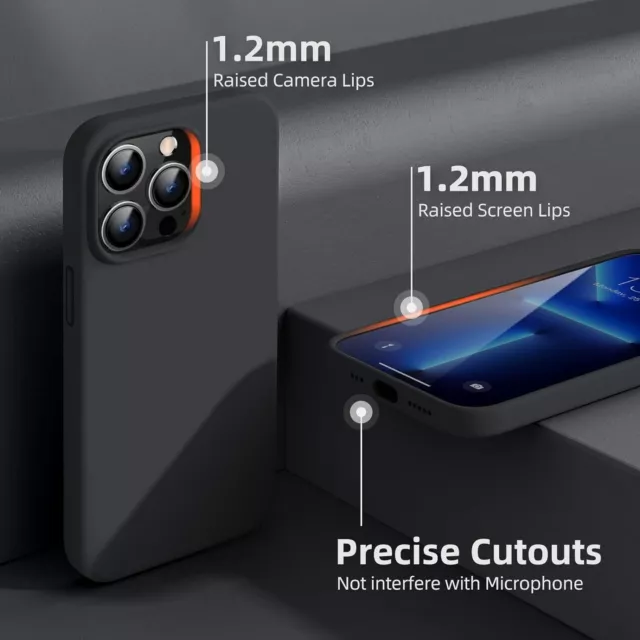 Coque Silicone iPhone 13 Pro avec Verre Trempé - Anti-Rayure Anti-Choc - Noir 3