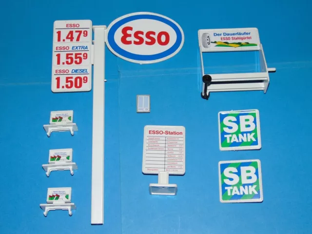 PLAYMOBIL 3439 - Esso Tankstelle - Ersatzteile - Schilder - Konvolut