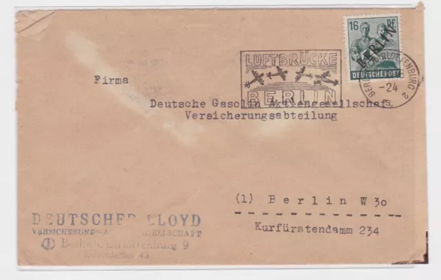 907322 Berlin Brief EF Schwarzaufdruck + Luftbrücke Berlin Charlottenburg 1948