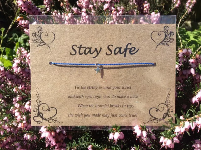 Bracelet Stay Safe Wish. Cadeau verrouillé. Charme étoile avec cordon bleu