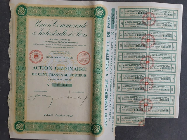 Action Union Commerciale et Industrielle de Paris - 1928