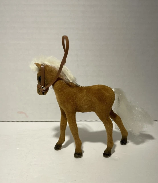 Vintage Totsy Flocked Horse Fur Mane and Tail Brown and White  5 x 4.5 Inches