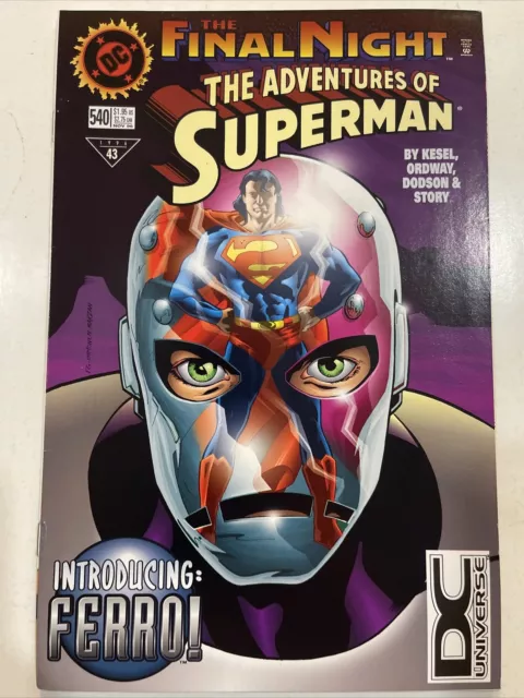 THE ADVENTURES OF SUPERMAN #540 1st FERRO dc universe logo variant rare key