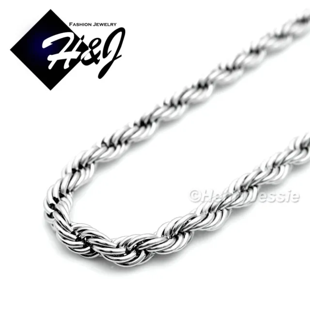 18"20"24"30"MEN's Stainless Steel 5mm Silver Smooth Rope Chain Necklace