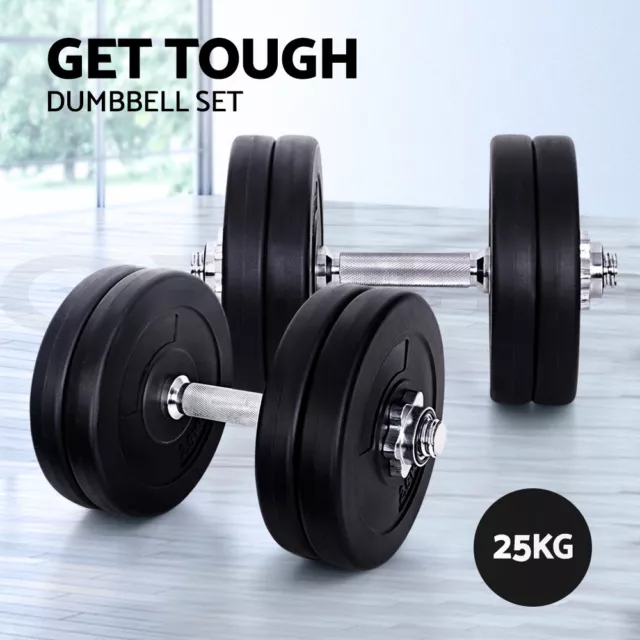 Everfit 25kg Dumbbells Dumbbell Set Weight Training Plates Home Gym Exercise