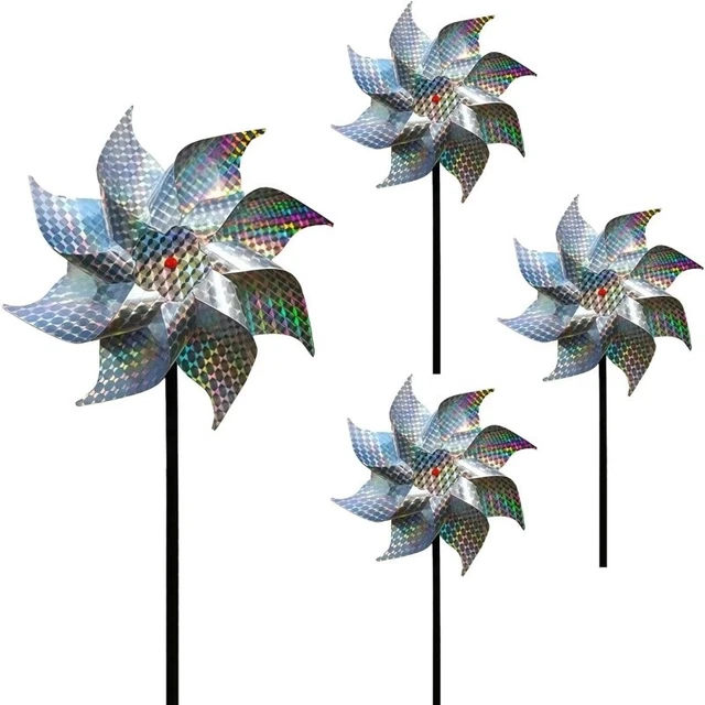 4X REFLECTIVE BIRD Deterrent Spinner Windmill Pinwheel Wind Spinner ...