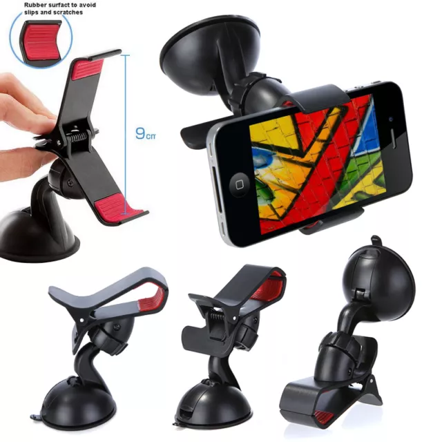 Universal 360 In Car Suction Clip Mobile Phone Holder Mount Stand Cradle Bracket