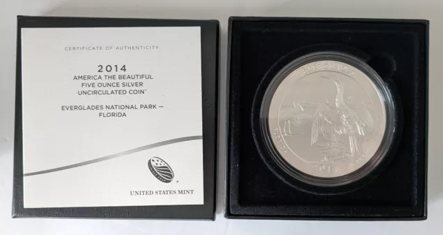 2014 P ATB 5 oz Everglades Park FL NR5 America Beautiful Silver OGP Box COA