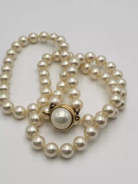 Vintage Majorica Faux Pearl Necklace Sterling Silver Clasp Spain