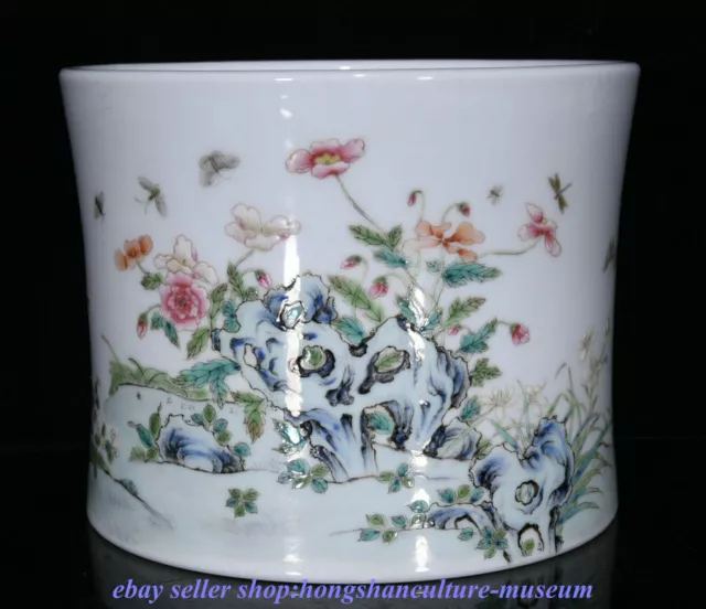 10.2 " Yongzheng China Famille rose porcelain Dynasty Flower Butterfly brush pot