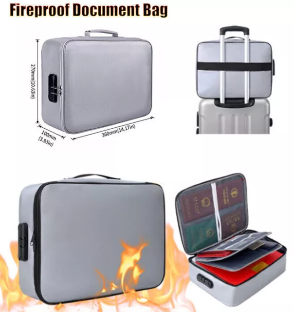 Fireproof Document Box With Locks Waterproof File Storage Organizer Box Safe Bag